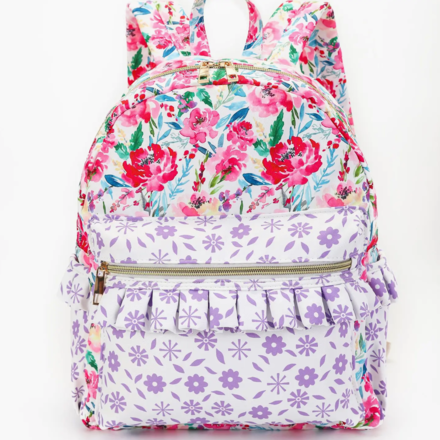 Sassy Kids Palace Floral Ruffle Backpack {Hot Pink/Purple}