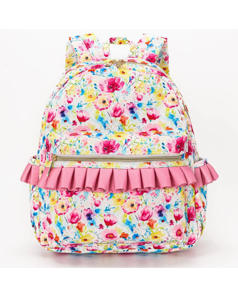 Sassy Kids Palace Floral Ruffle Backpack {Multi}