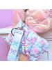 OMG Accessories Bow Quilted Scrunchies Coin Pouch Keychain Set {Light Blue}