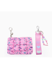 OMG Accessories Floral Quilted Scrunchies Coin Pouch Keychain Set {Pink}