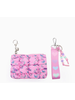 OMG Accessories Floral Quilted Scrunchies Coin Pouch Keychain Set {Pink}