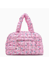 OMG Accessories Quilted Scrunchies Floral Printed Medium Duffle Bag {Pink}