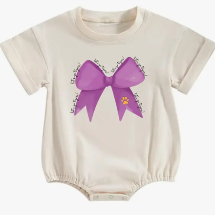 Ntrl CO. Tigers Bow Crew Short Sleeve Bubble {Crm/Purp/Gld}