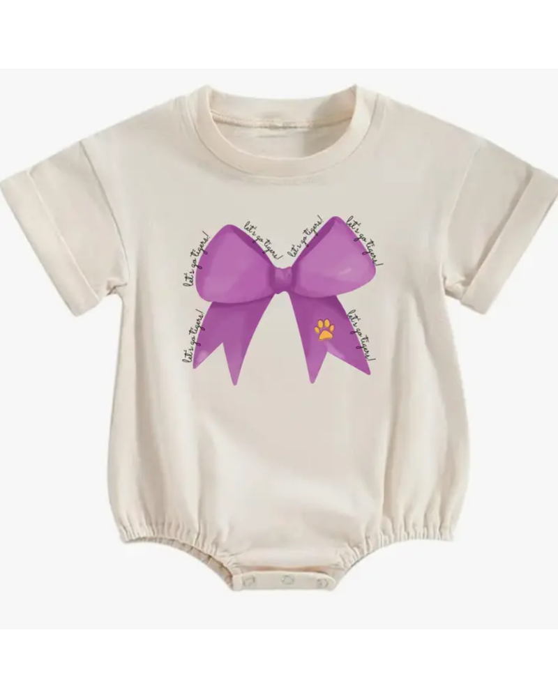 Ntrl CO. Tigers Bow Crew Short Sleeve Bubble {Crm/Purp/Gld}
