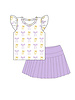 Ntrl CO. Ruffled Sleeve Chant & Cheer Set {Wht/Purp/Gld}