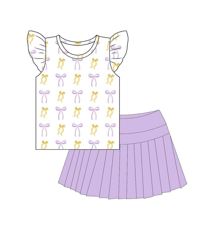 Ntrl CO. Ruffled Sleeve Chant & Cheer Set {Wht/Purp/Gld}