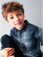 Mayoral Plaid Shirt/Jean Set {Steel/Navy}