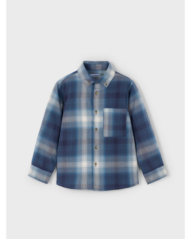 Mayoral Plaid Shirt/Jean Set {Steel/Navy}