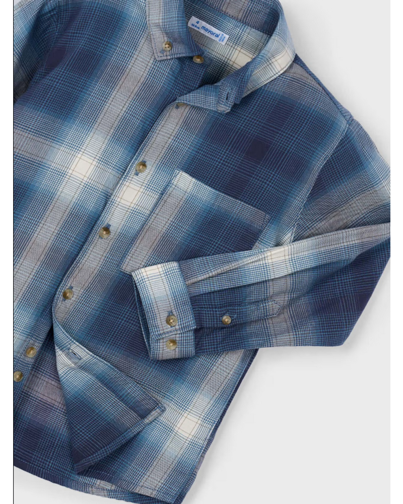 Mayoral Plaid Shirt/Jean Set {Steel/Navy}