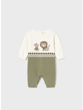 Mayoral Lion & Bear Sweater Romper {Ivory/Olive}