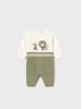 Mayoral Lion & Bear Sweater Romper {Ivory/Olive}