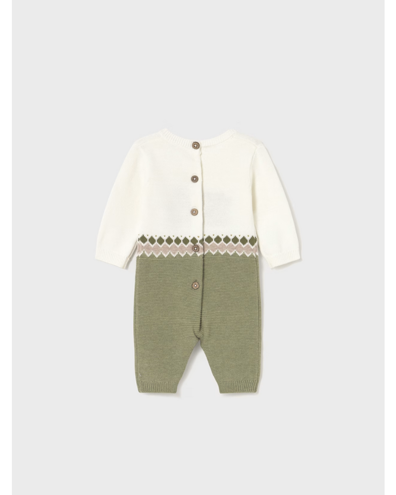 Mayoral Lion & Bear Sweater Romper {Ivory/Olive}