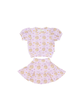 Ntrl CO. Pom-Pom Paws Swirl, Twirl & Whirl Skirt Set {Wht/Purp/Gld}