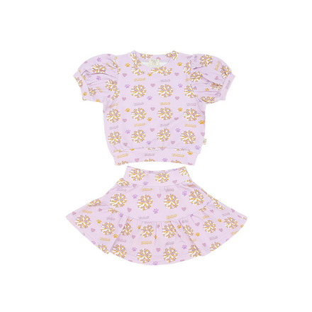 Ntrl CO. Pom-Pom Paws Swirl, Twirl & Whirl Skirt Set {Wht/Purp/Gld}
