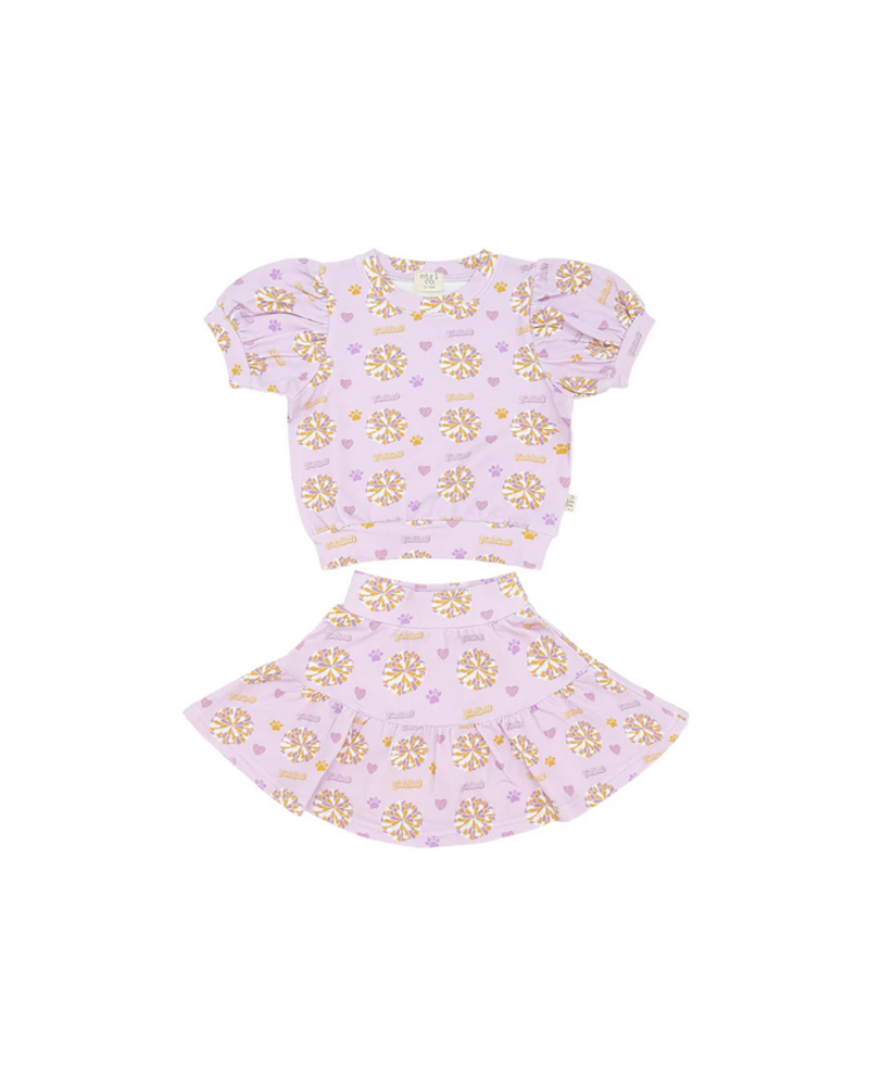 Ntrl CO. Pom-Pom Paws Swirl, Twirl & Whirl Skirt Set {Wht/Purp/Gld}