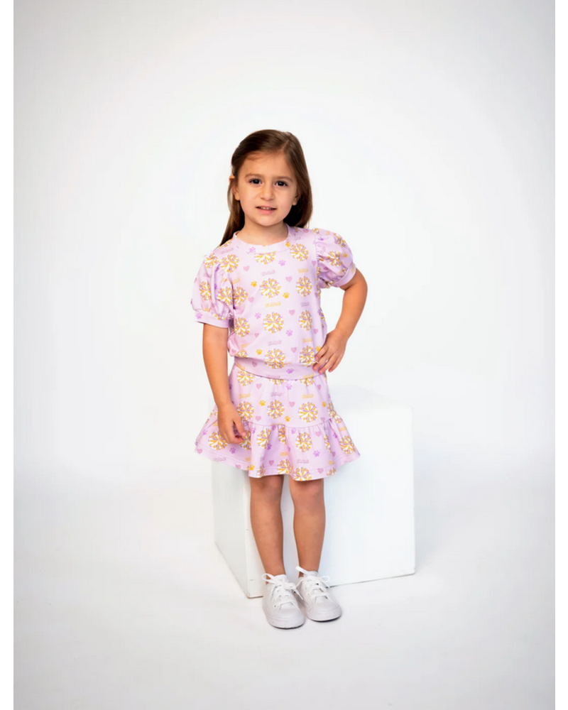 Ntrl CO. Pom-Pom Paws Swirl, Twirl & Whirl Skirt Set {Wht/Purp/Gld}