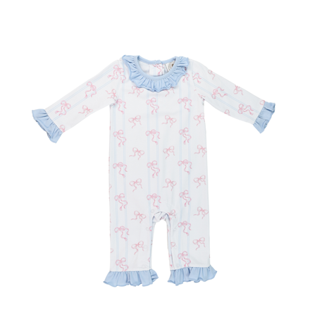 Cypress Row Bowtiful Riley Romper  {White/Pink/Lt. Blue}