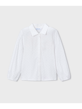 Mayoral 4133/4224 L/S Blouse and Tweed Shorts Set {Ivory/Blue}