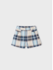 Mayoral Ruffle Collar or L/S Blouse w/ Plaid Short Set {Ivory/Navy}