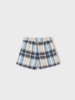 Mayoral Ruffle Collar or L/S Blouse w/ Plaid Short Set {Ivory/Navy}