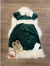 Scarlet Dress w/ Lace Collar {Hunter Green Velvet}