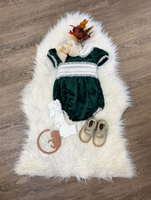 Sky Bubble w/ Lace Collar {Hunter Green Velvet}