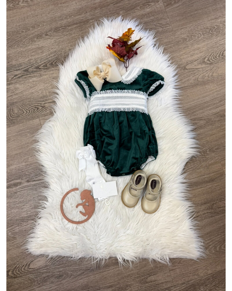 Sky Bubble w/ Lace Collar {Hunter Green Velvet}