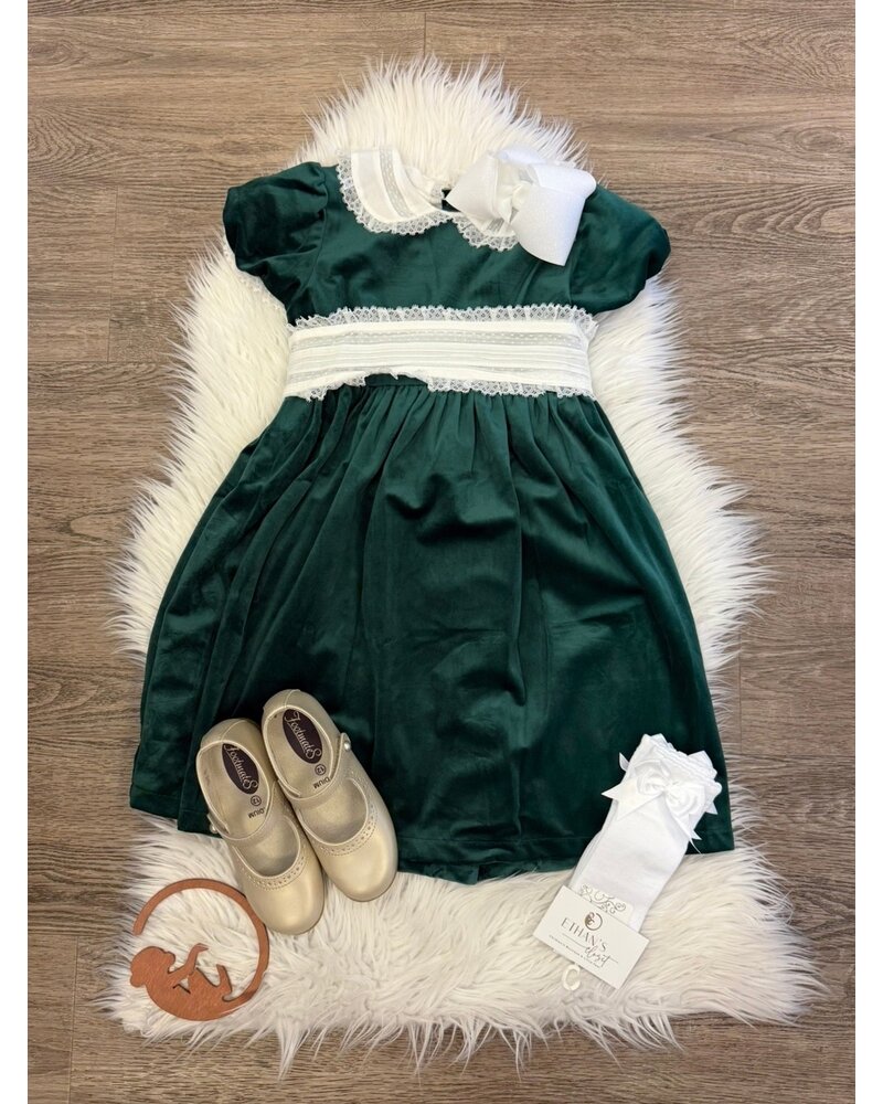 Scarlet Dress w/ Lace Collar {Hunter Green Velvet}