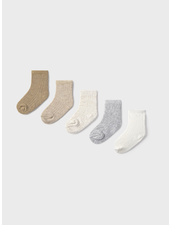 Mayoral Socks 6 Pack {Brown/Ivory/Gray}