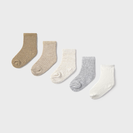 Mayoral Socks 6 Pack {Brown/Ivory/Gray}