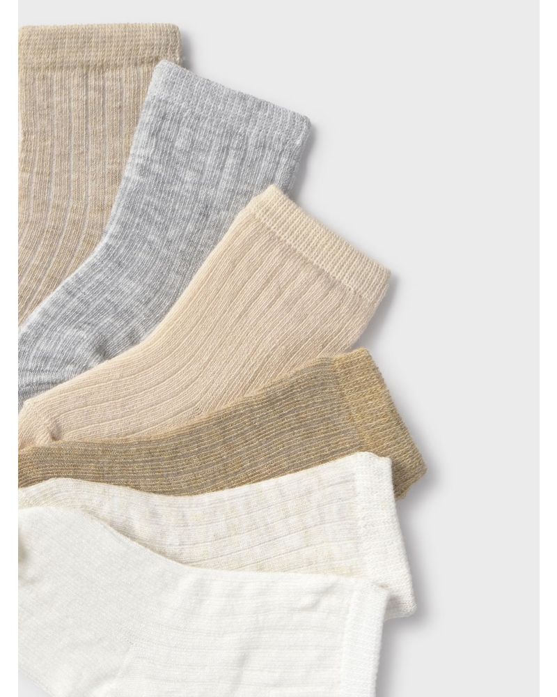 Mayoral Socks 6 Pack {Brown/Ivory/Gray}