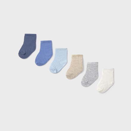 Mayoral Socks 6 Pack {Blue/Ivory/Gray}