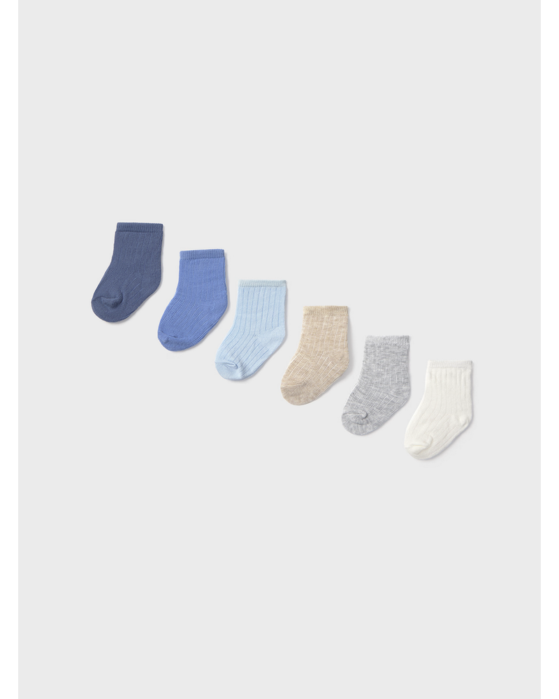 Mayoral Socks 6 Pack {Blue/Ivory/Gray}