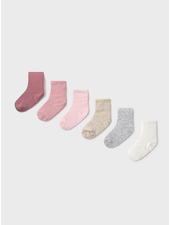 Mayoral Socks 6 Pack {Pink/Ivory/Gray}
