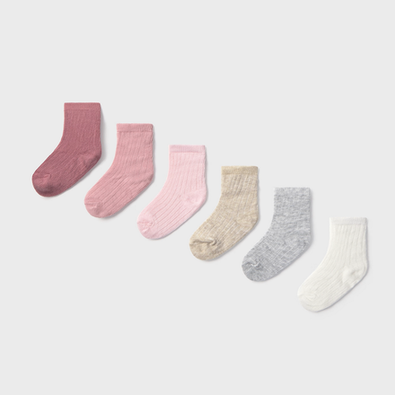 Mayoral Socks 6 Pack {Pink/Ivory/Gray}