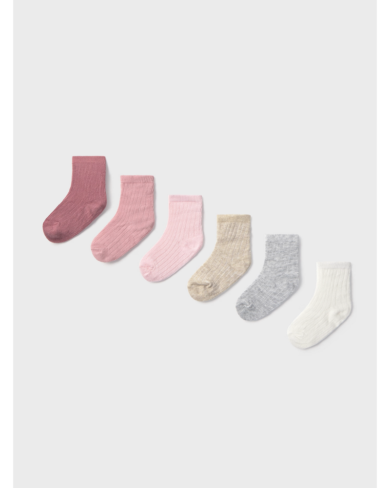Mayoral Socks 6 Pack {Pink/Ivory/Gray}