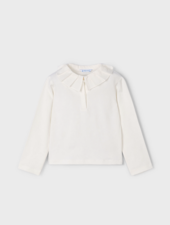 Mayoral Ruffle Collar or L/S Blouse w/ Plaid Short Set {Ivory/Navy}
