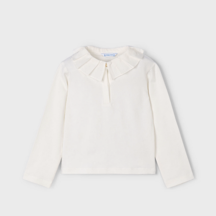 Mayoral Ruffle Collar or L/S Blouse w/ Plaid Short Set {Ivory/Navy}