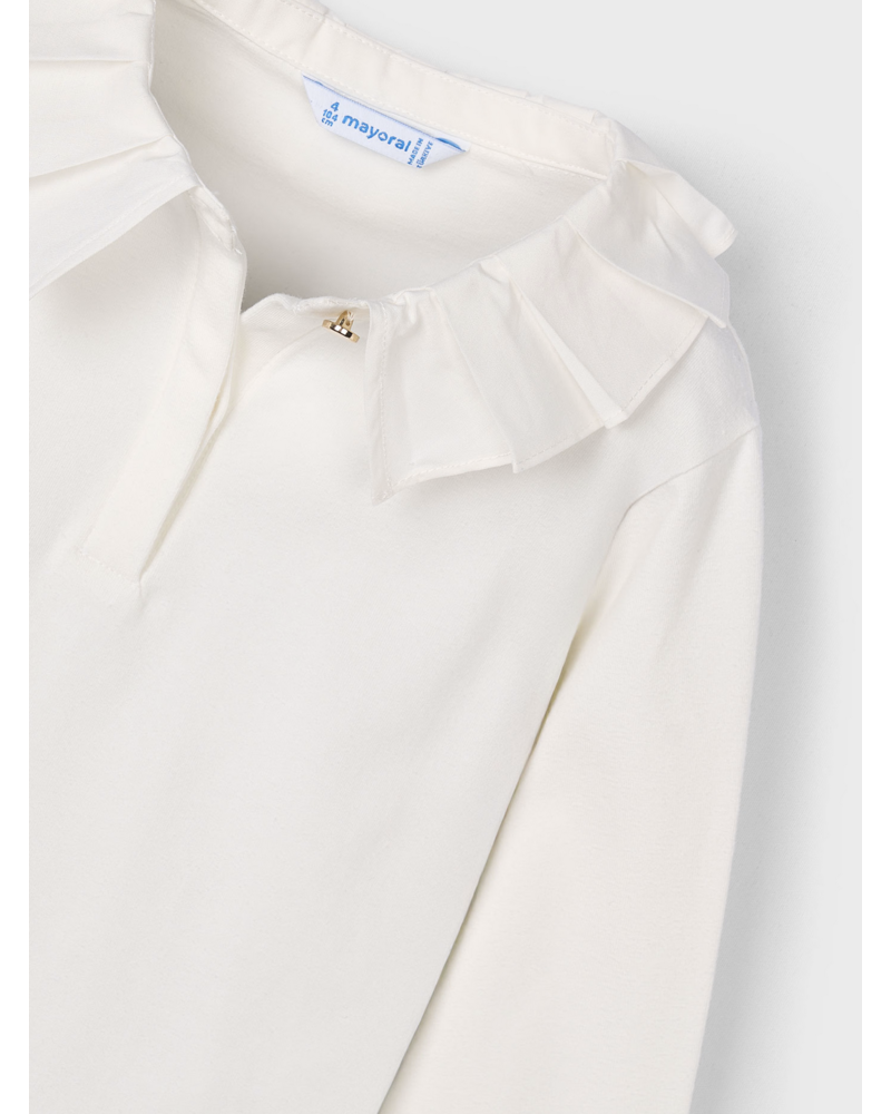 Mayoral Ruffle Collar or L/S Blouse w/ Plaid Short Set {Ivory/Navy}