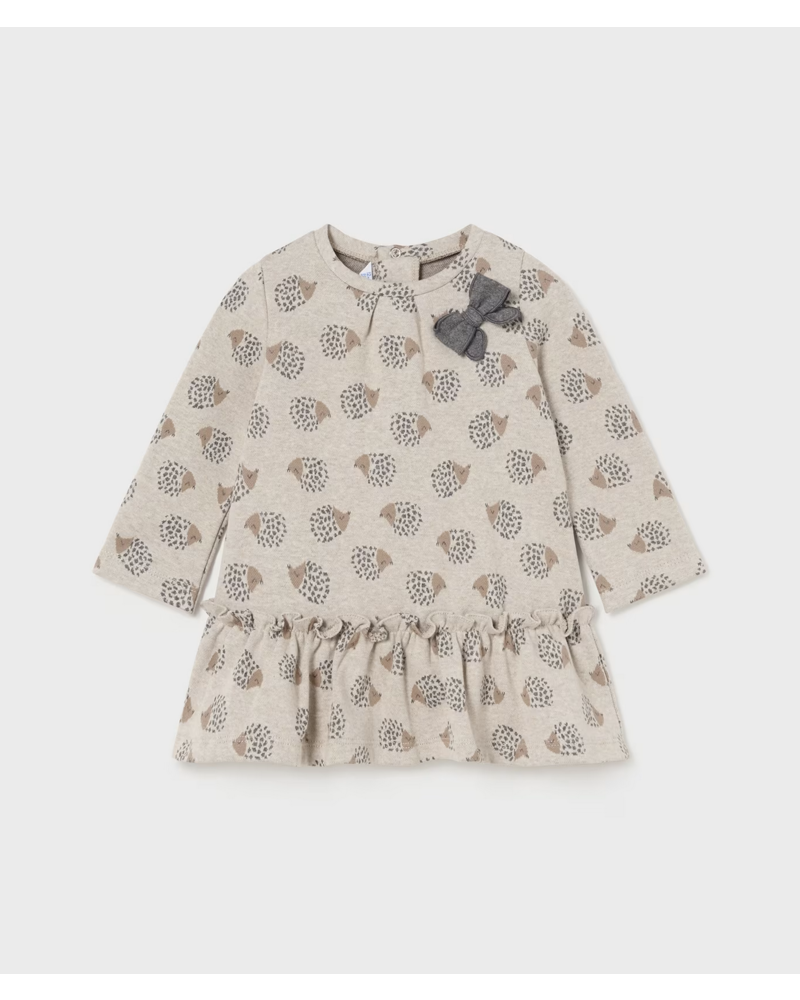 Mayoral Hedgehog Bow Dress {Tan/Grey}