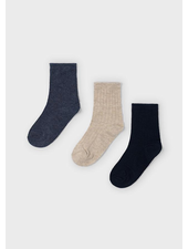 Mayoral 10051 3 Pk Socks {Ivory/Denim/Nvy}