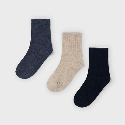 Mayoral 10051 3 Pk Socks {Ivory/Denim/Nvy}