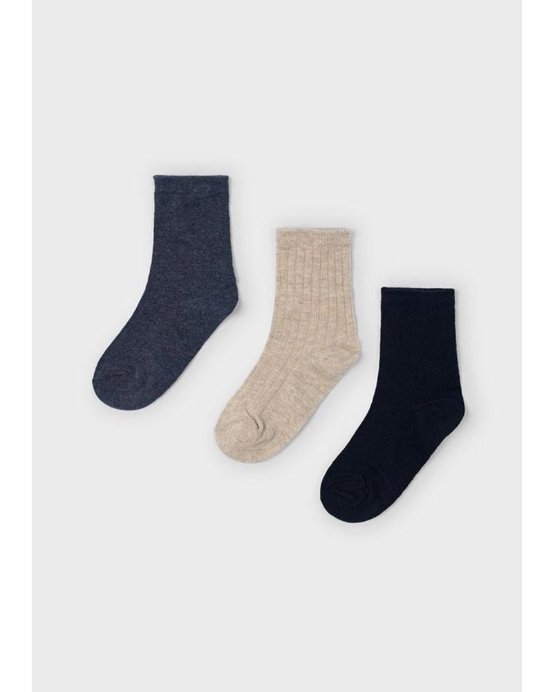 Mayoral 10051 3 Pk Socks {Ivory/Denim/Nvy}