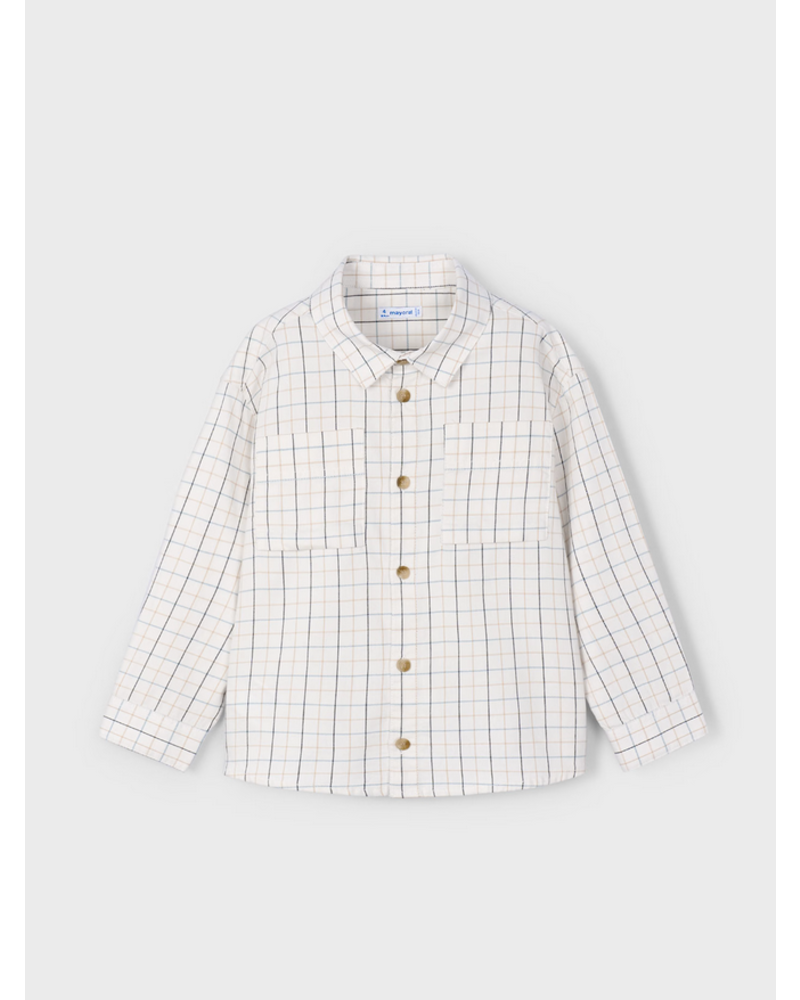 Mayoral Plaid Shirt/Pant Set {Crm/Blk/Denim/Grey}