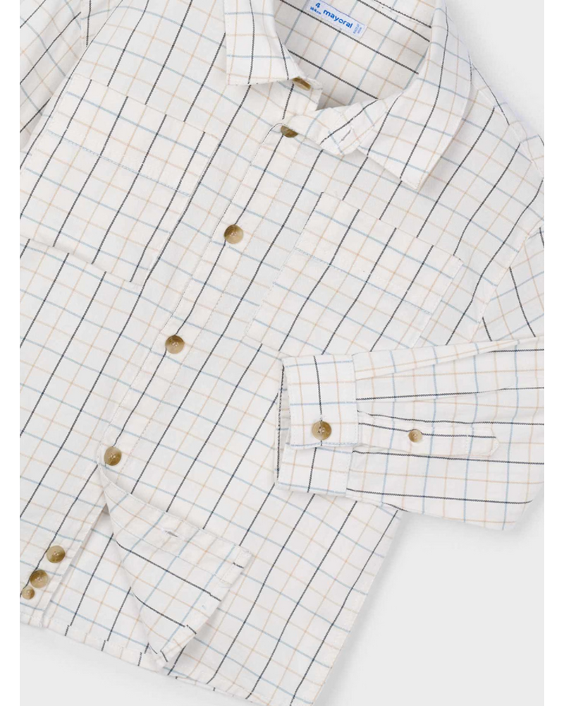 Mayoral Plaid Shirt/Pant Set {Crm/Blk/Denim/Grey}