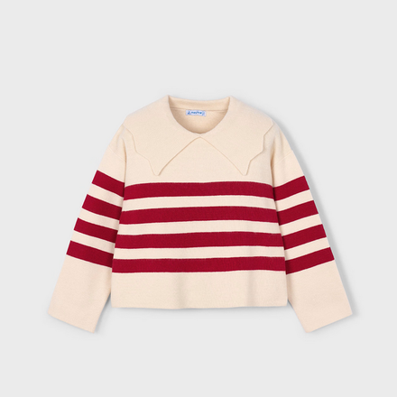 Mayoral Stripe Sweater/Jean  Set {Crm/Red/Denim} Tween