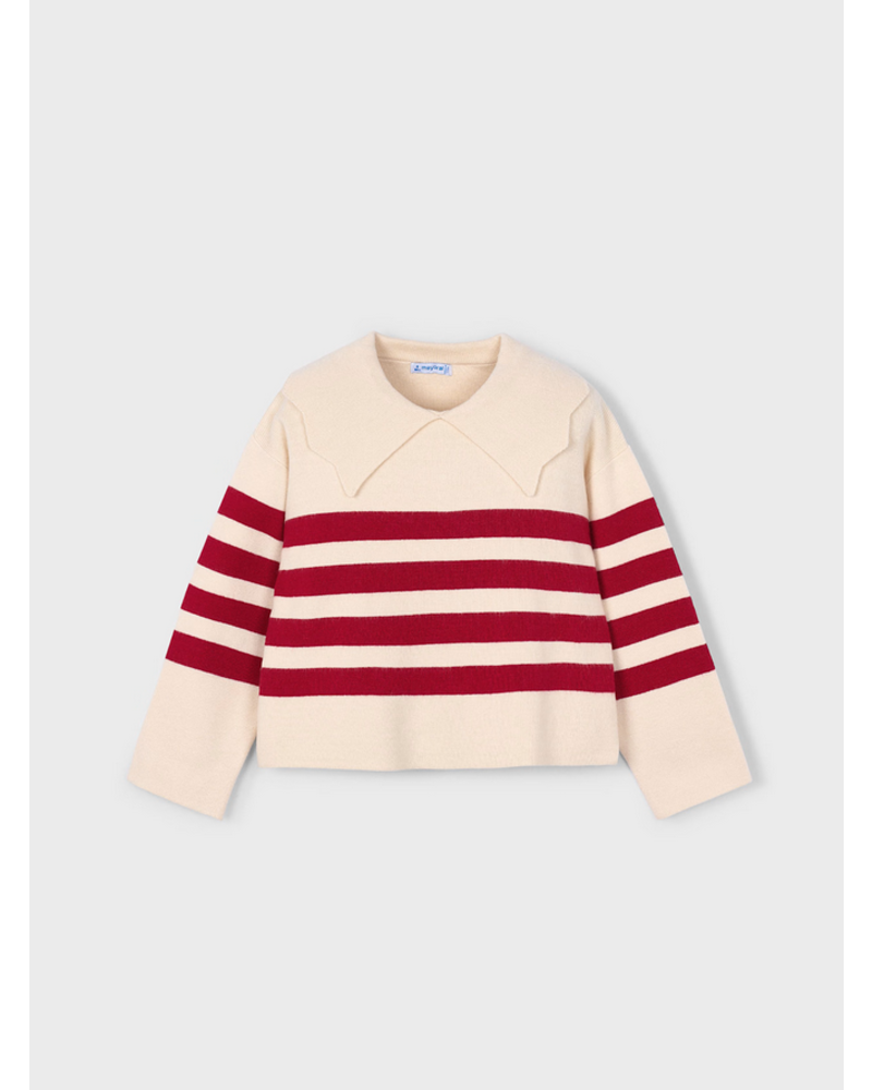 Mayoral Stripe Sweater/Jean  Set {Crm/Red/Denim} Tween