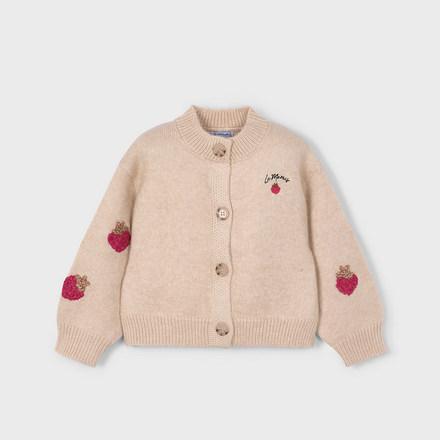 Mayoral 4309 Strawberry Cardigan {Taupe/Red} F25