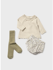 Mayoral Sweater & Shorts w/ Tights Set {Ivory/Olive}