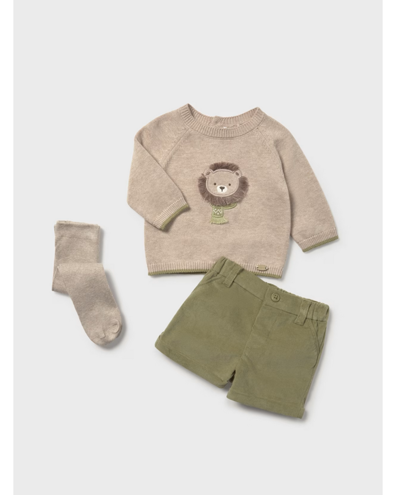 Mayoral Sweater & Shorts w/ Tights Set {Ivory/Olive}